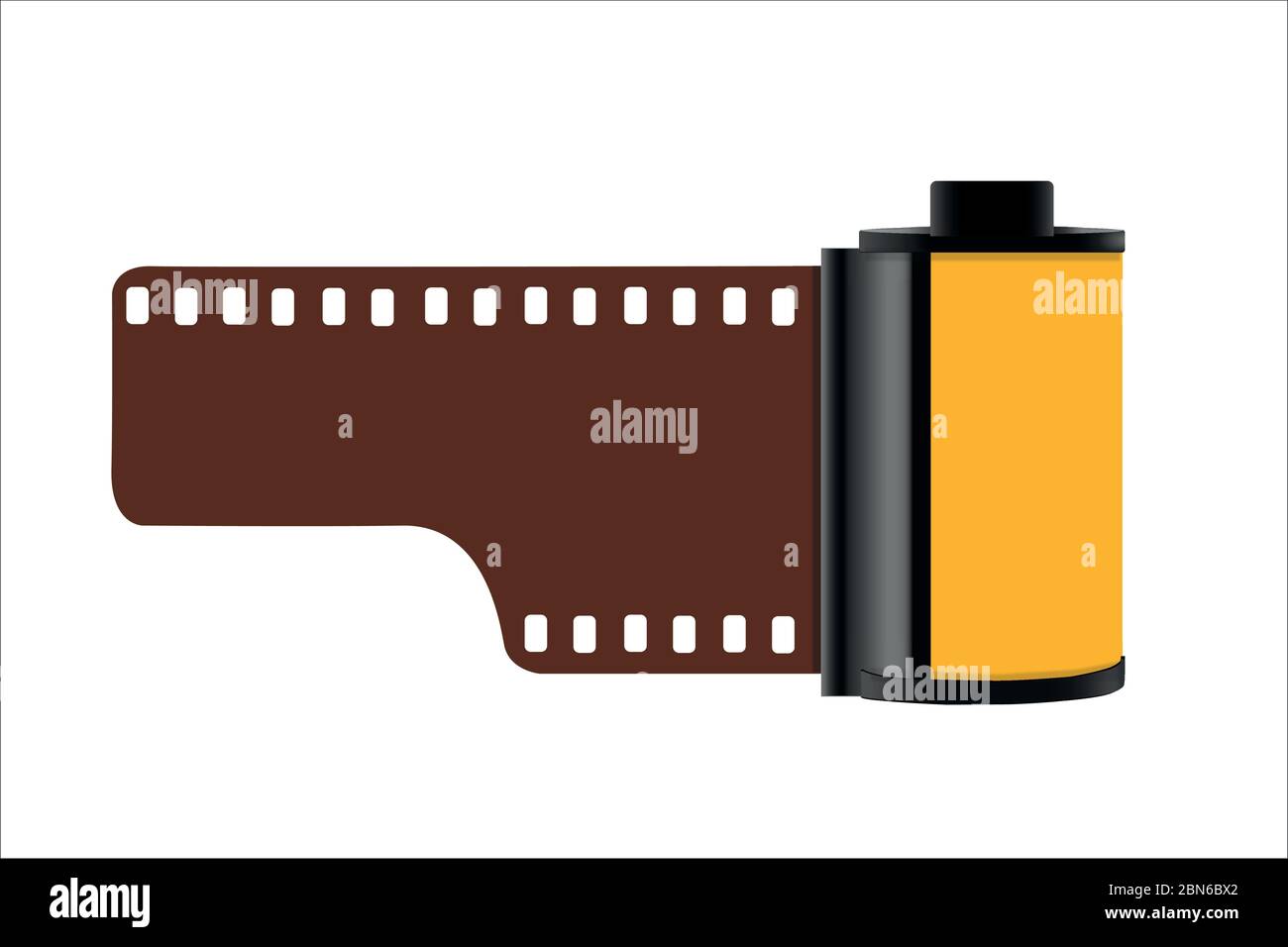 Negative film 135. Classic analog photography. 35mm film format. Developing negatives. Film roll cassette.  Process C-41. Stock Vector
