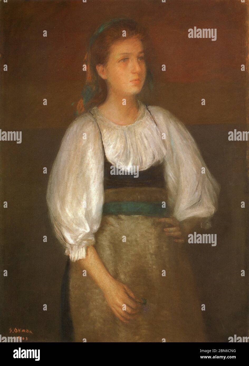 Japan / Italy: 'Italian Girl'. Oil on canvas painting by Okada Saburosuke (1869-1939), 1901.  Okada Saburosuke (12 January 1869 - 23 September, 1939) Stock Photo