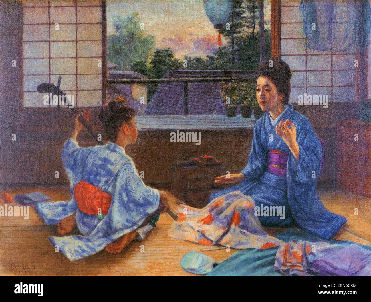Japan: 'Review'. Oil on canvas painting by Shirataki Ikunosuke (1873-1960), 1903.  Shirataki Ikunosuke (17 March 1873 - 25 November 1960) was a Japane Stock Photo