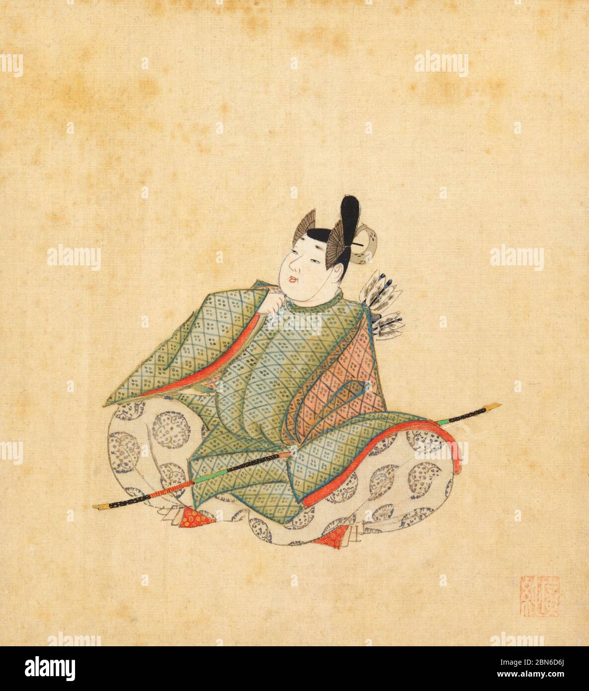 Japan: 'Portraits and Poems of the Thirty-six Poetic Immortals'. Album of thirty-six paintings and poems by Sumiyoshi Gukei (1631-1705).  Sumiyoshi Gu Stock Photo