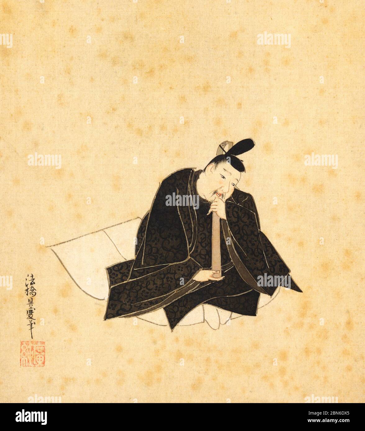 Japan: 'Portraits and Poems of the Thirty-six Poetic Immortals'. Album of thirty-six paintings and poems by Sumiyoshi Gukei (1631-1705).  Sumiyoshi Gu Stock Photo