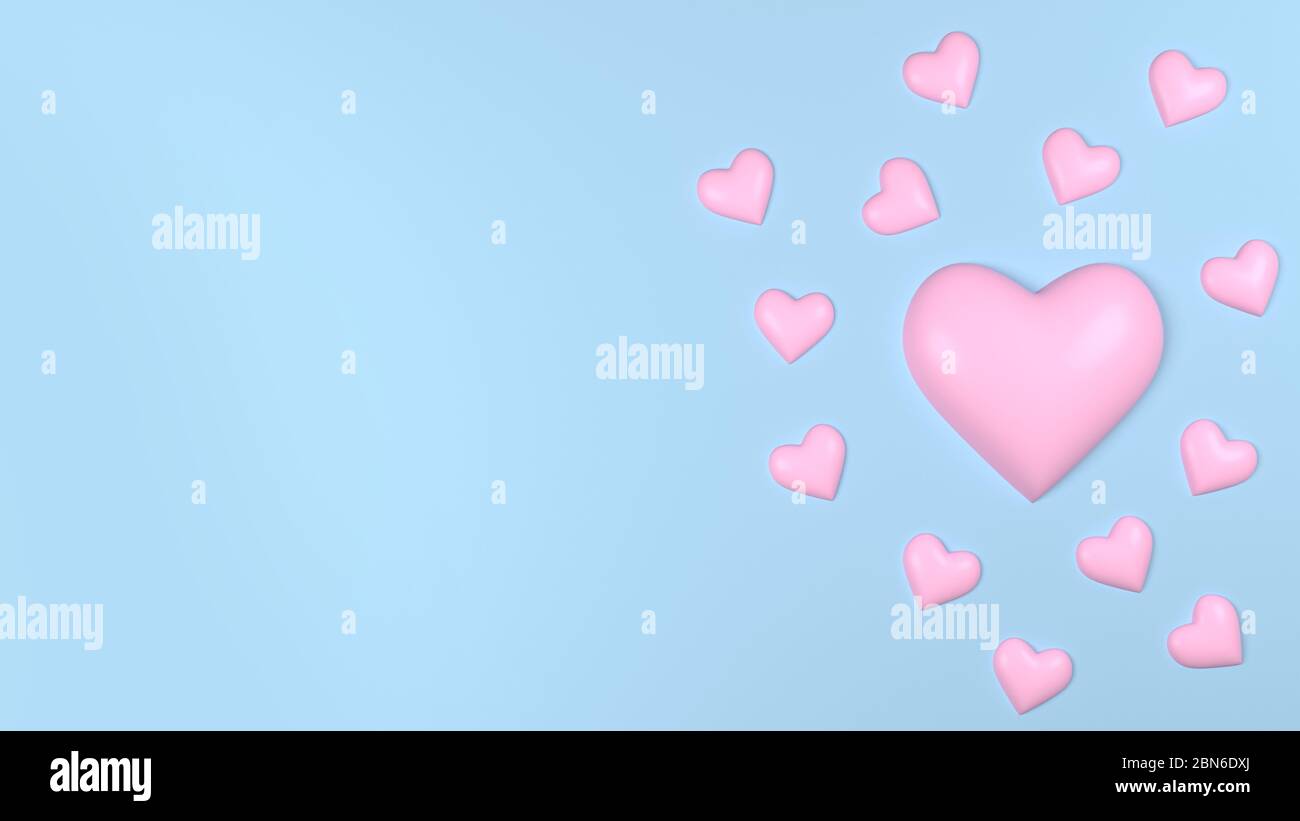 Love or heart shape romantic copy space background. 3D illustration Stock Photo