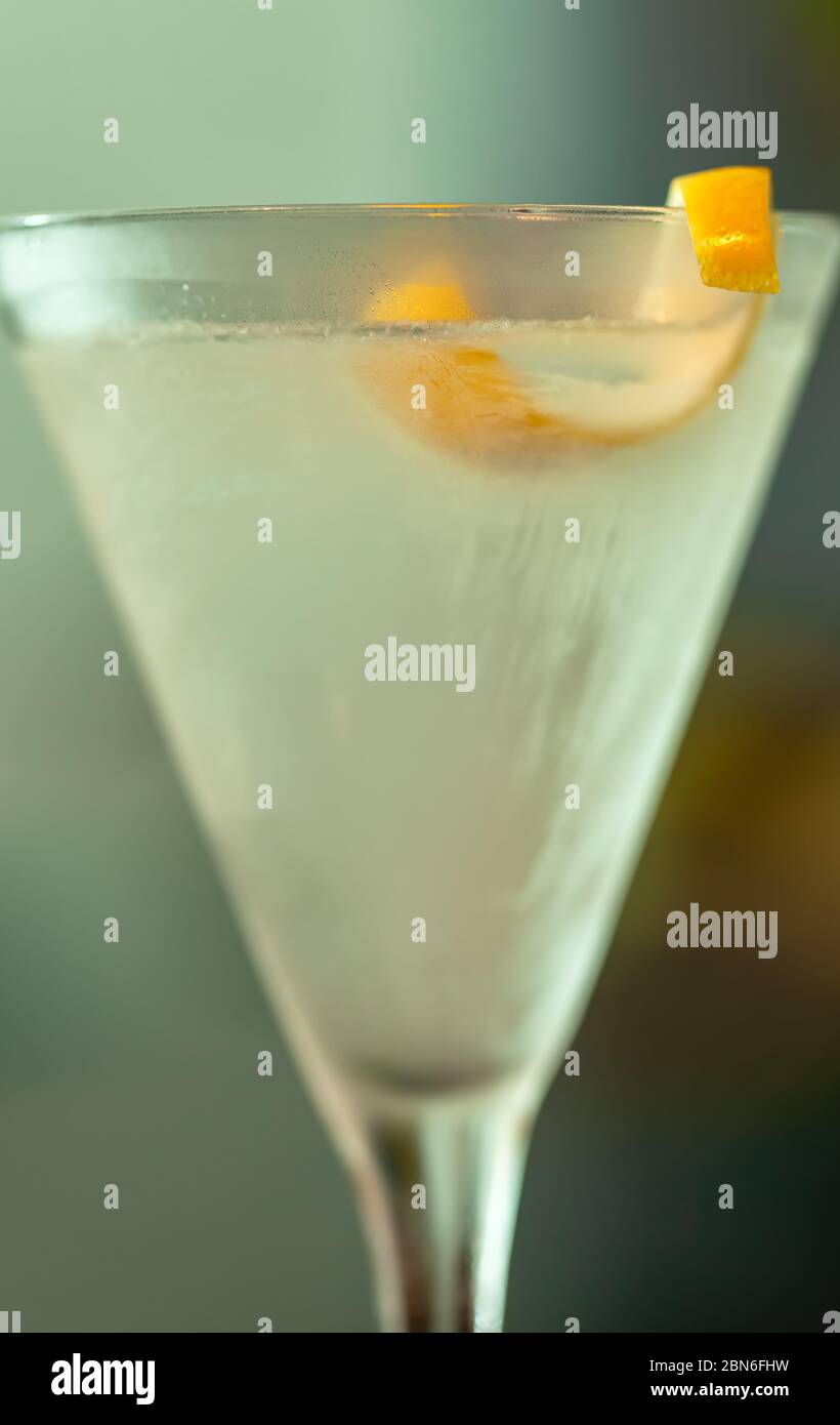 Dry martini with lemon twist Stock Photo Alamy