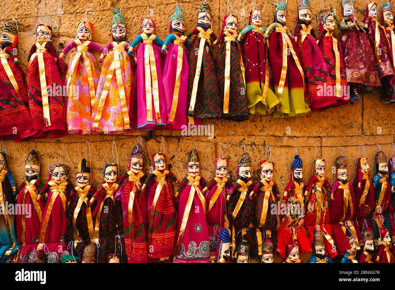 Traditional Rajasthani puppets for sale in Jaisalmer, Rajasthan, India. Stock Photo