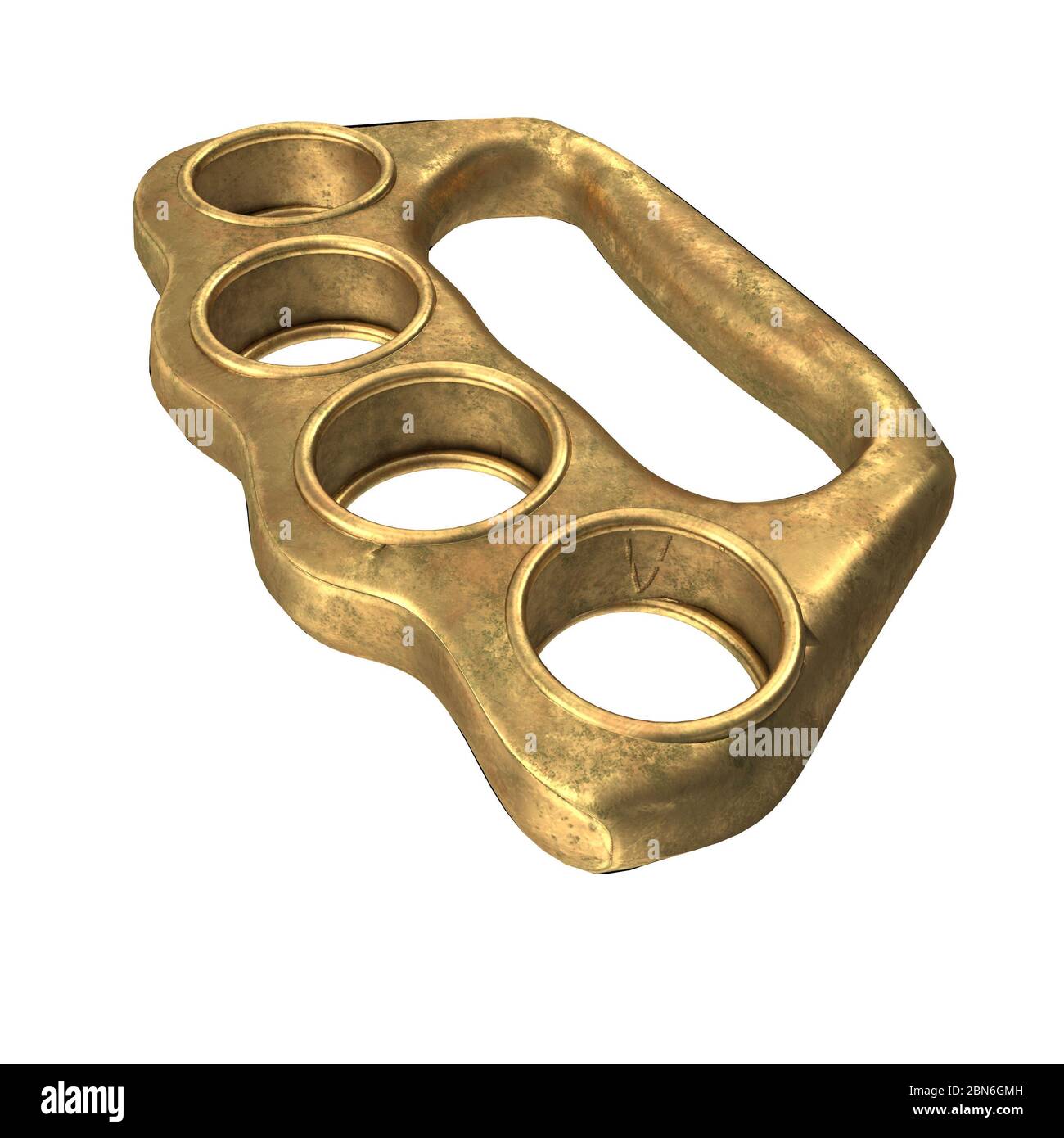 Black Brass Knuckles On Wooden Background, Top View Stock Photo