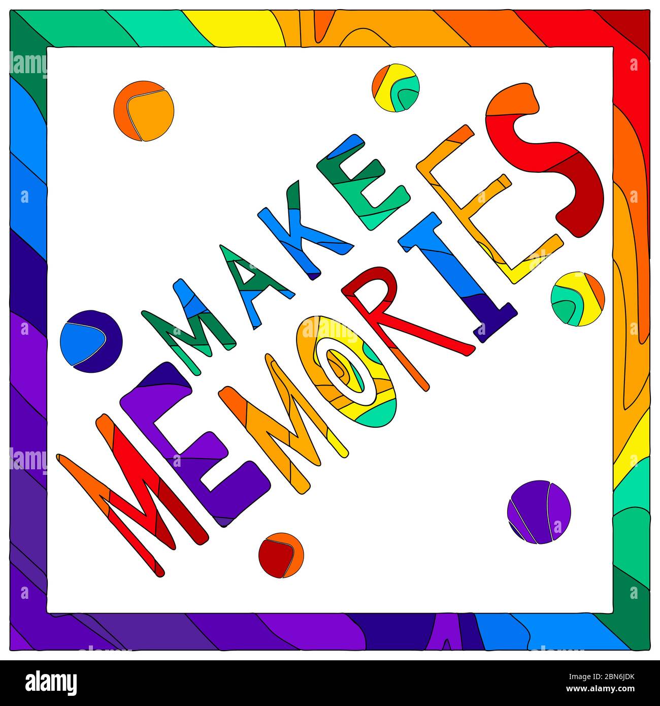Make memories - funny cartoon inscription and colorful frame. The inscription for banners, posters and prints on clothing, T-shirts Stock Vector