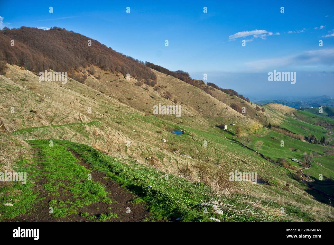 panoramic view of Campofontana di Selva di Progno - Regional Natural Park of Lessinia Stock Photo
