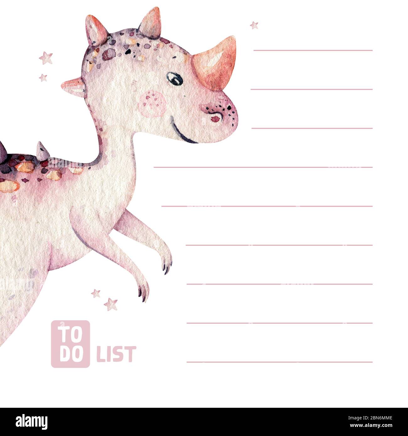 Cute cartoon baby dinosaurs to do list and planner watercolor ...