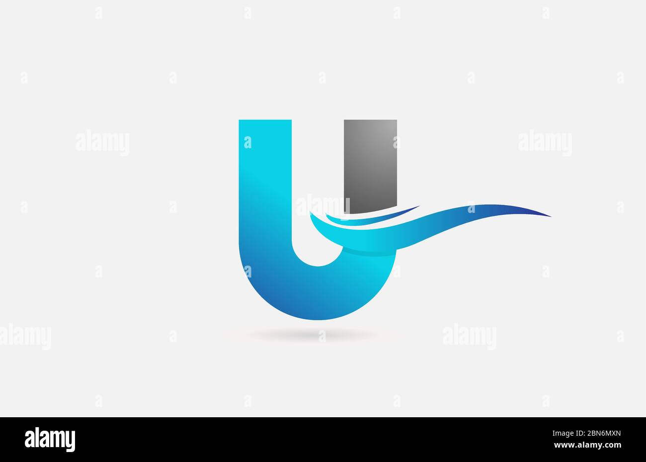 blue grey U alphabet letter logo icon for company and business with ...