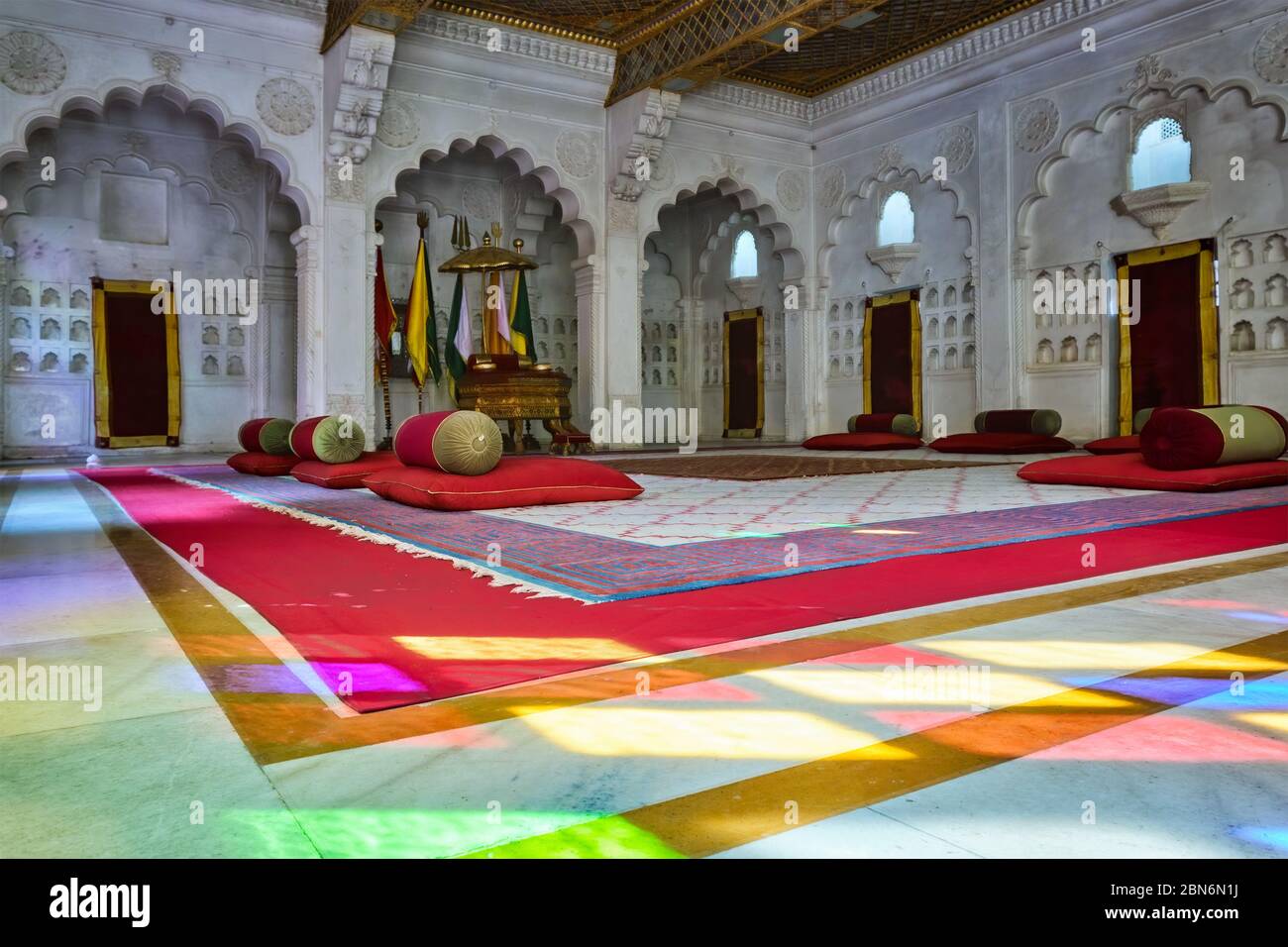 Moti Mahal (The Pearl Palace) court room in Mehrangarh Fort, Jodhpur, Rajasthan, India Stock Photo
