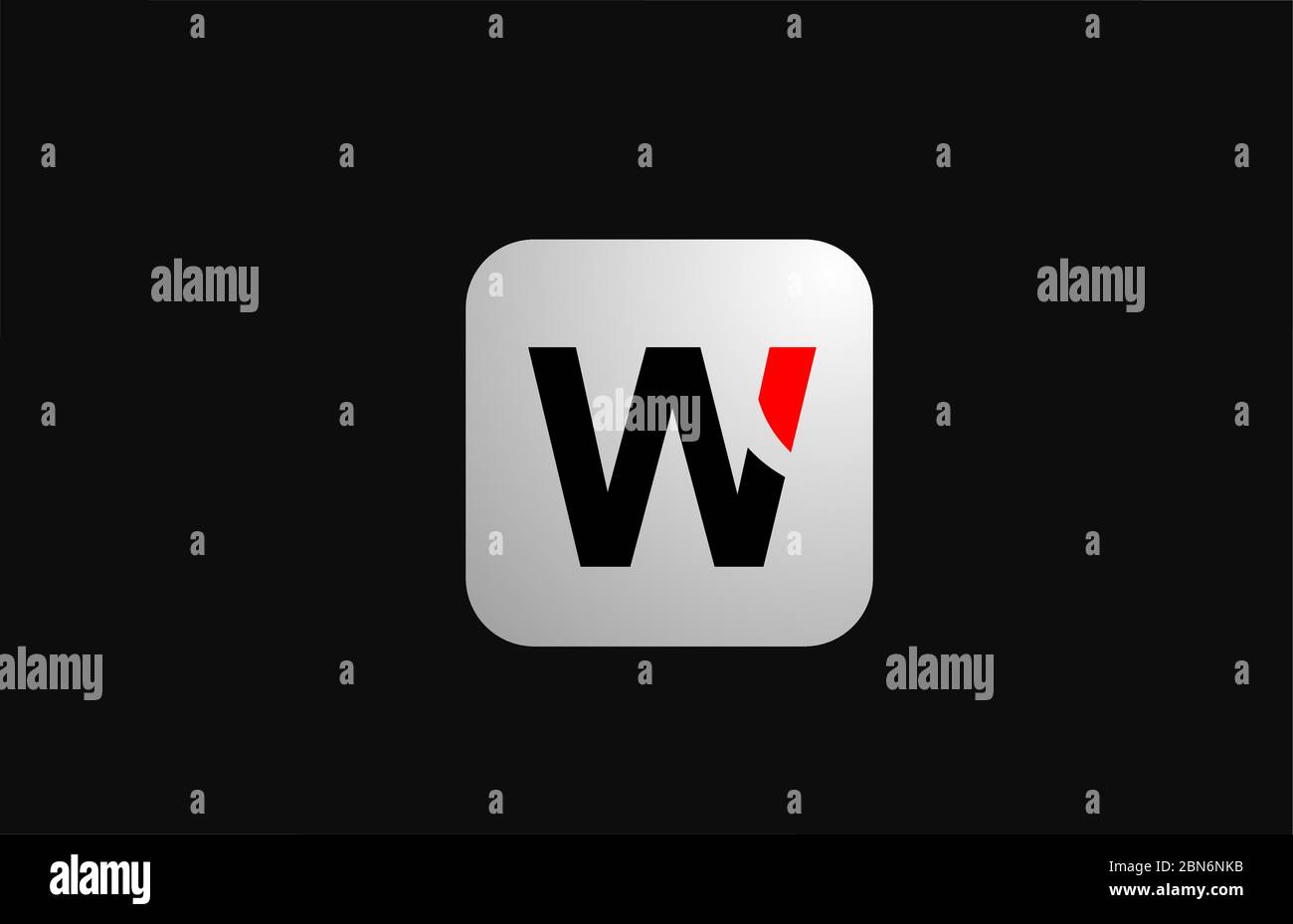 W alphabet letter logo icon for company and business with simple black ...