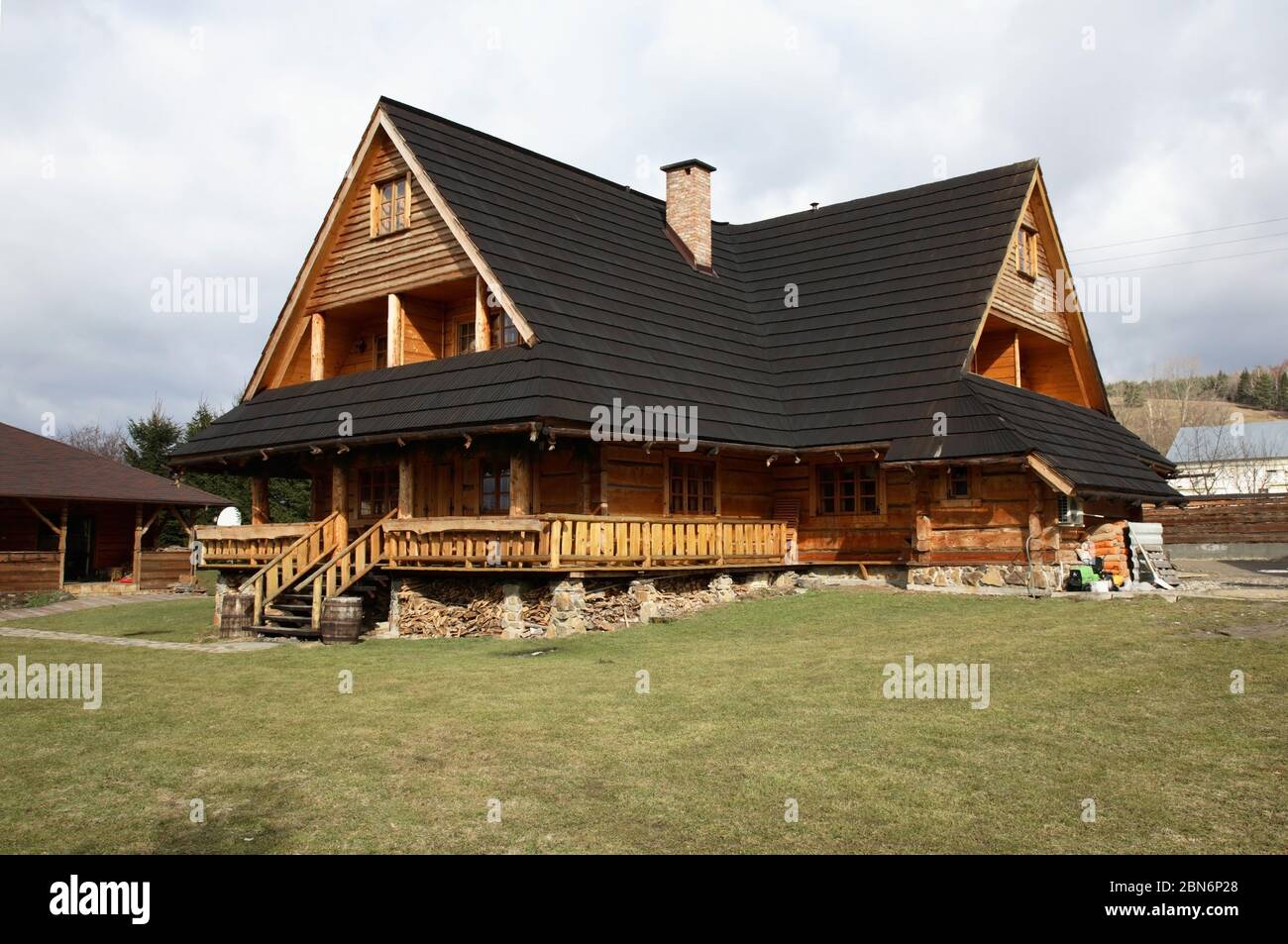 Traditional wooden house at Subcarpathian voivodeship. Poland Stock Photo
