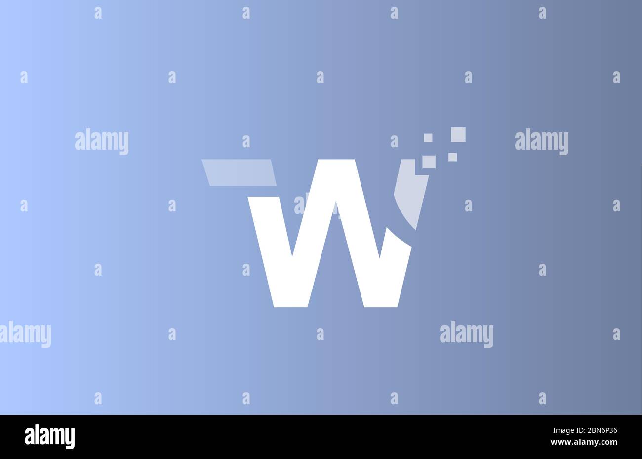 W white blue alphabet letter logo icon for company and business with ...