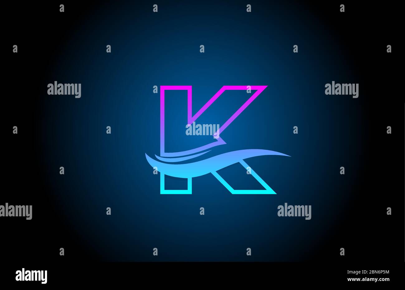 K blue and pink alphabet letter logo icon for company and business with ...