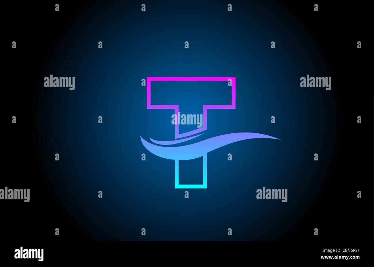 T blue and pink alphabet letter logo icon for company and business with ...