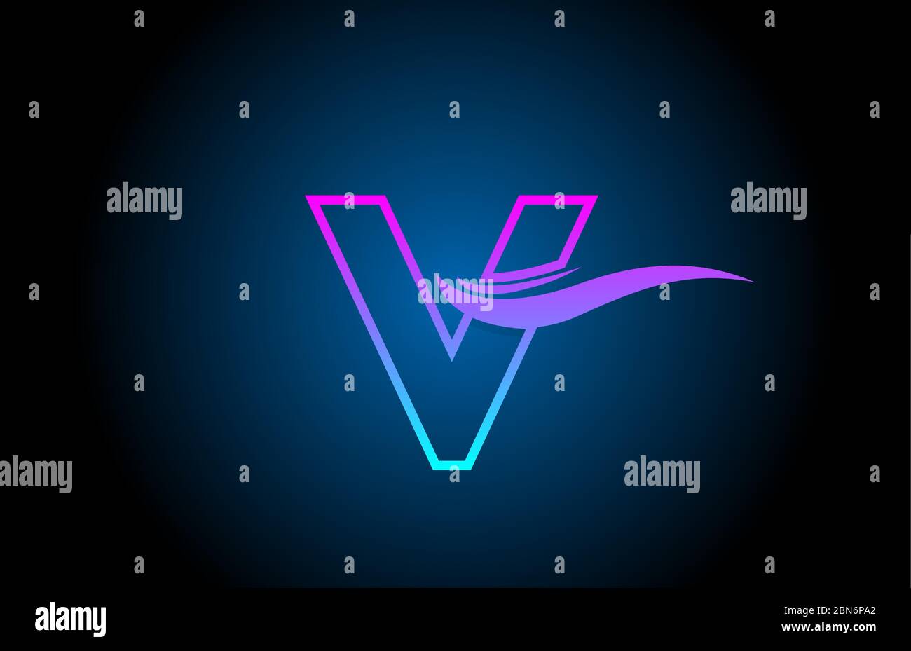 V blue and pink alphabet letter logo icon for company and business with ...
