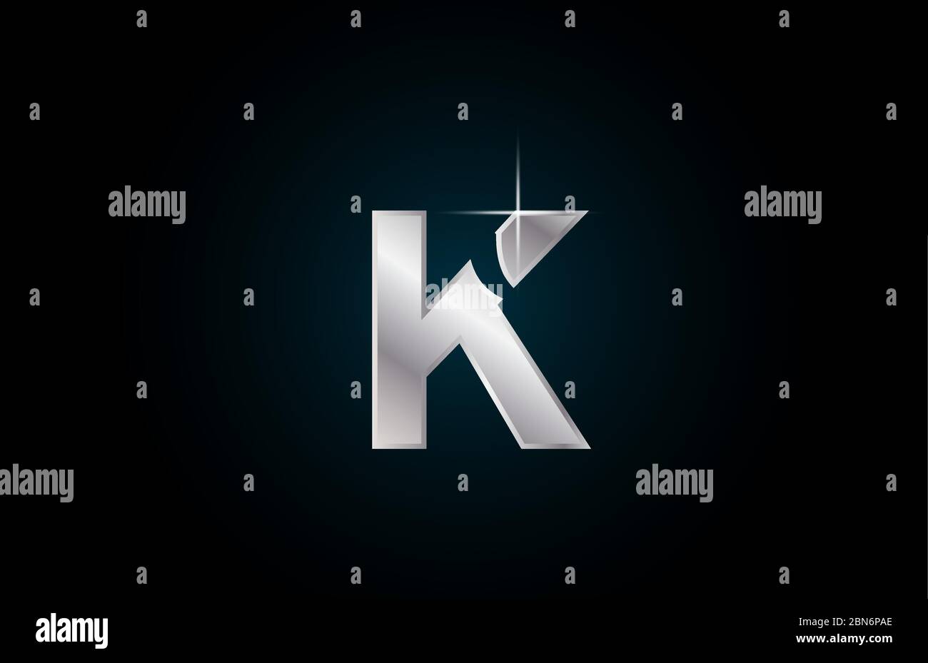 K silver metal alphabet letter logo icon for company and business with ...