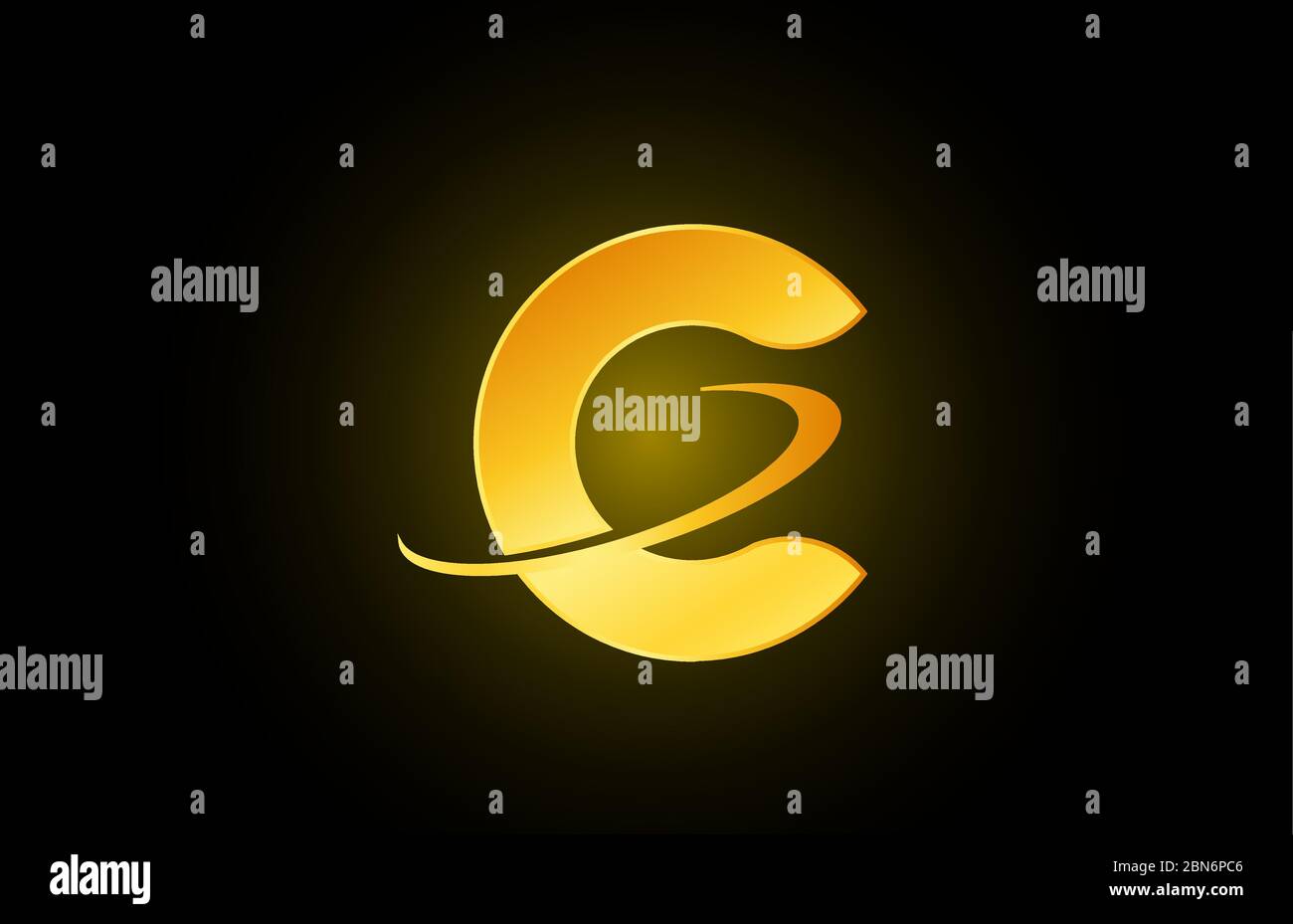 C alphabet letter logo icon for company and business with gold design ...