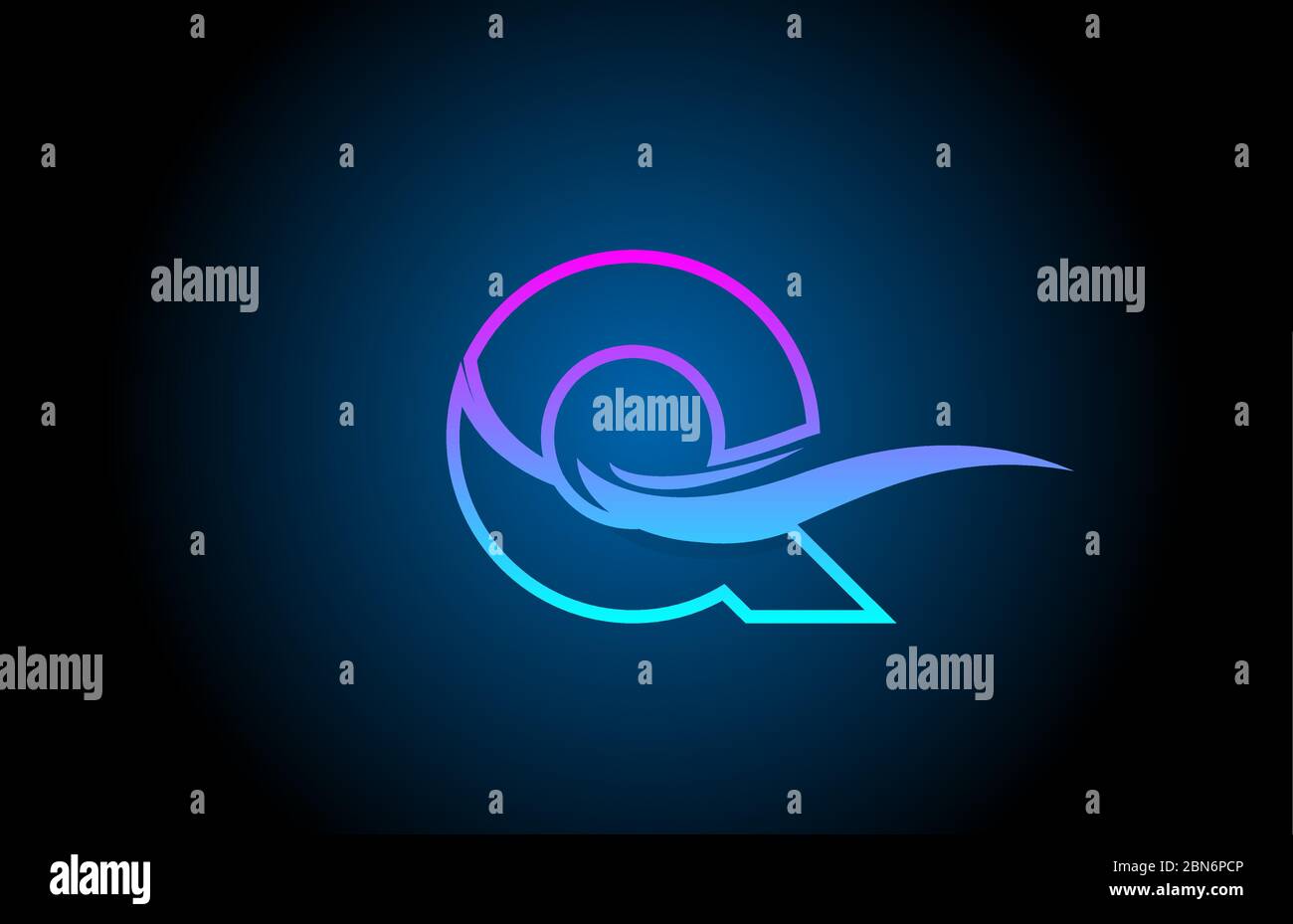 Q blue and pink alphabet letter logo icon for company and business with ...