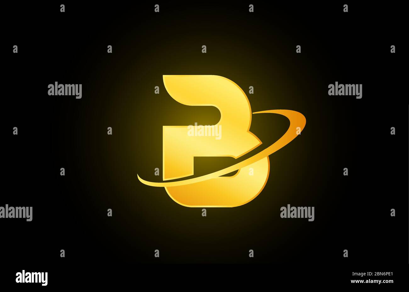 B alphabet letter logo icon for company and business with gold design ...