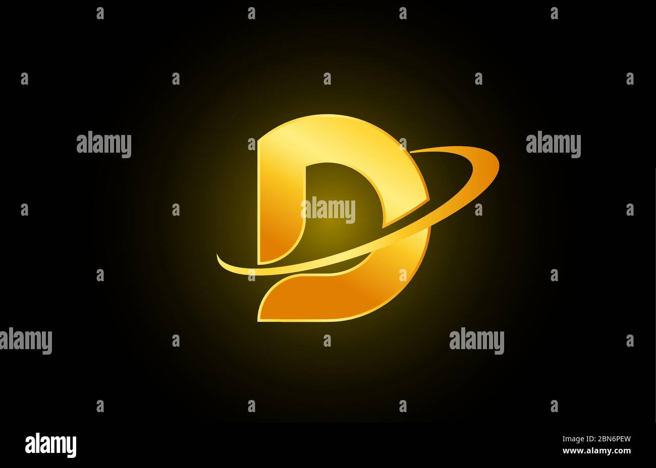 D alphabet letter logo icon for company and business with gold design ...