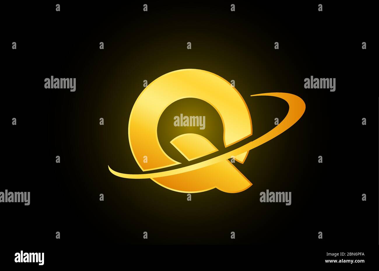Q alphabet letter logo icon for company and business with gold design ...