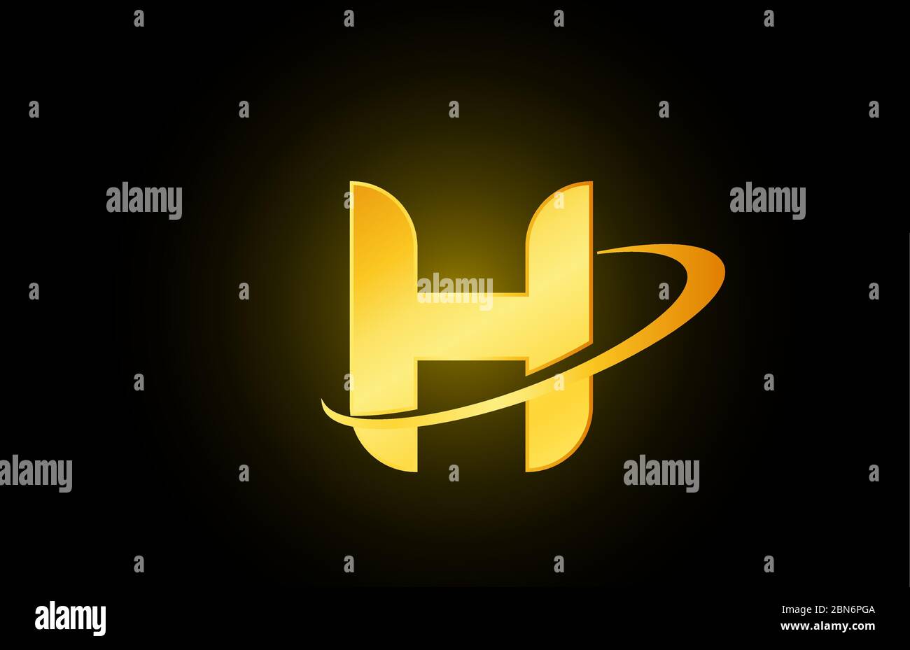 H alphabet letter logo icon for company and business with gold design ...