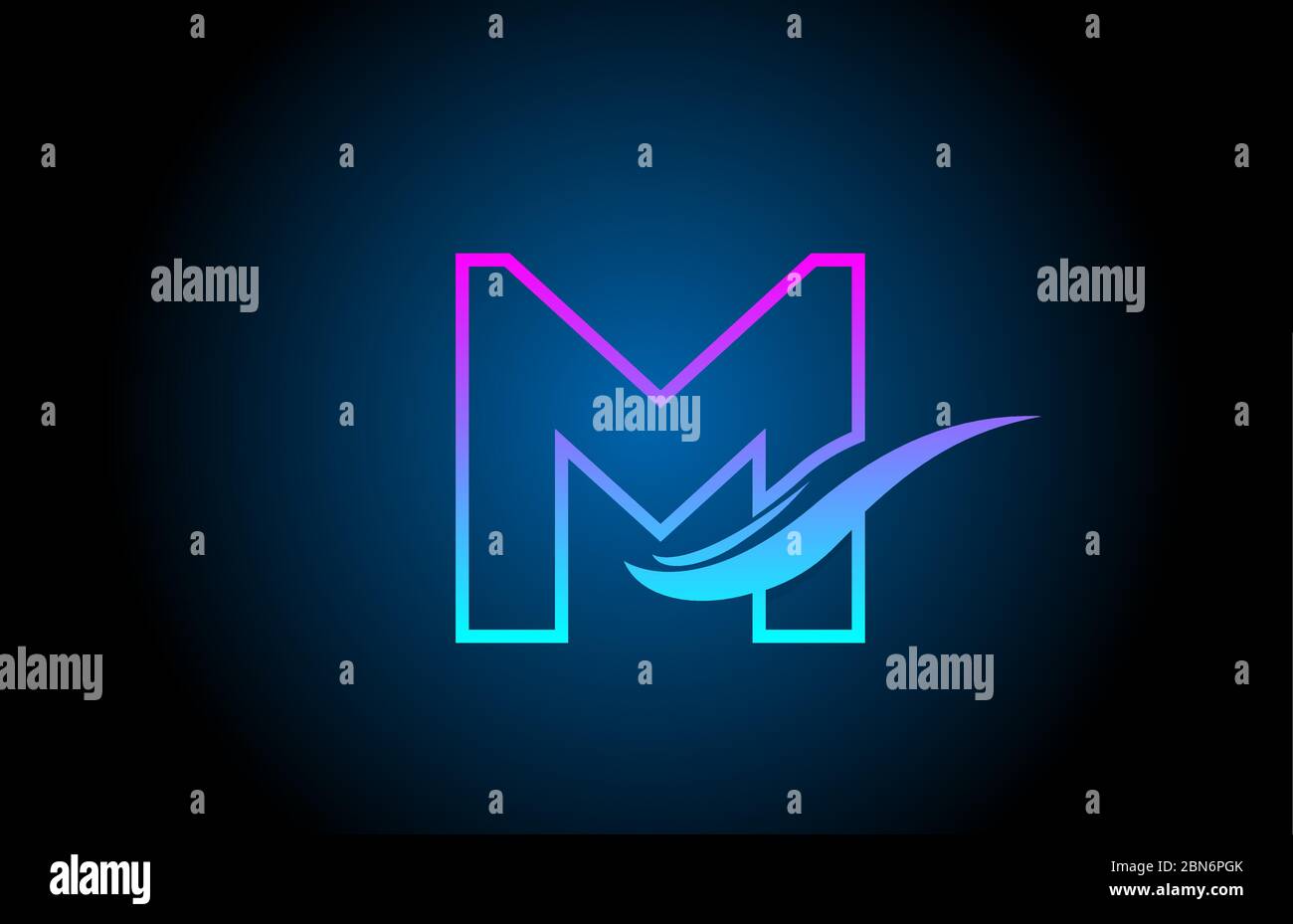 M blue and pink alphabet letter logo icon for company and business with ...