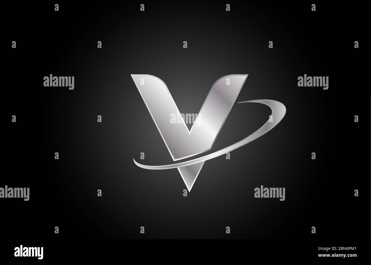 V metal alphabet letter logo icon for company and business with swoosh ...