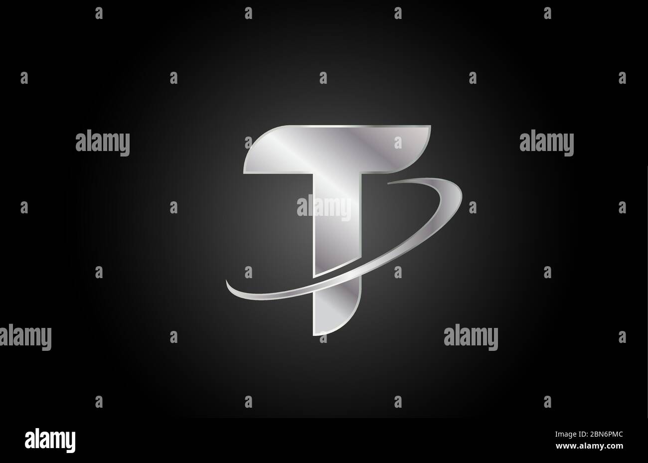 T metal alphabet letter logo icon for company and business with swoosh
