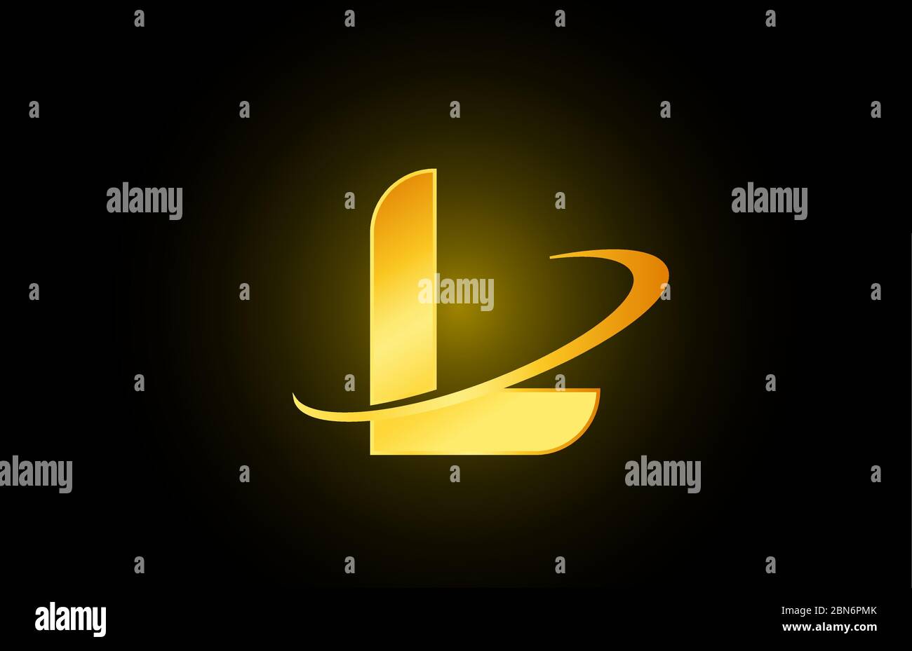 L alphabet letter logo icon for company and business with gold design ...
