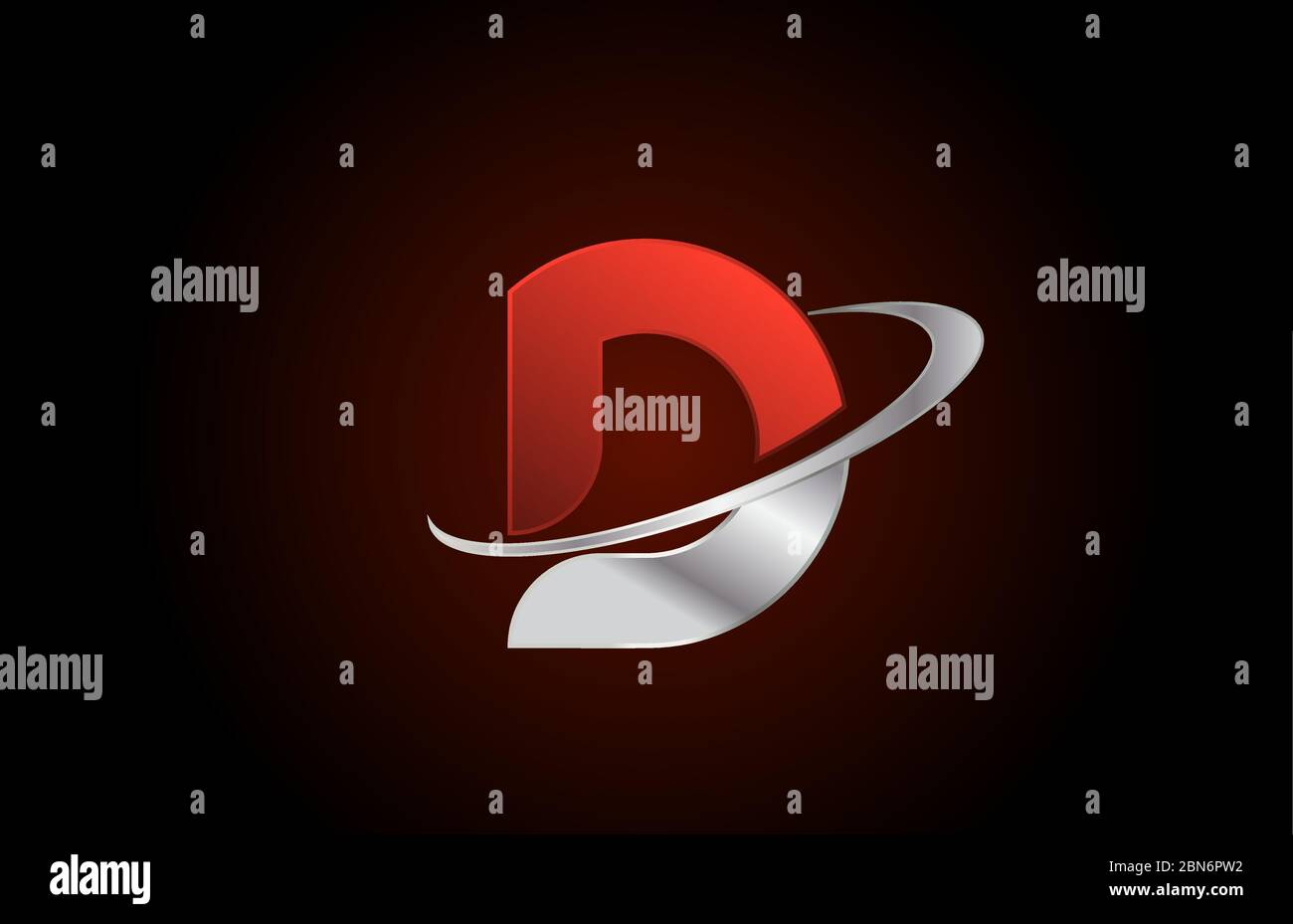 D red metal alphabet letter logo icon for business and company with ...