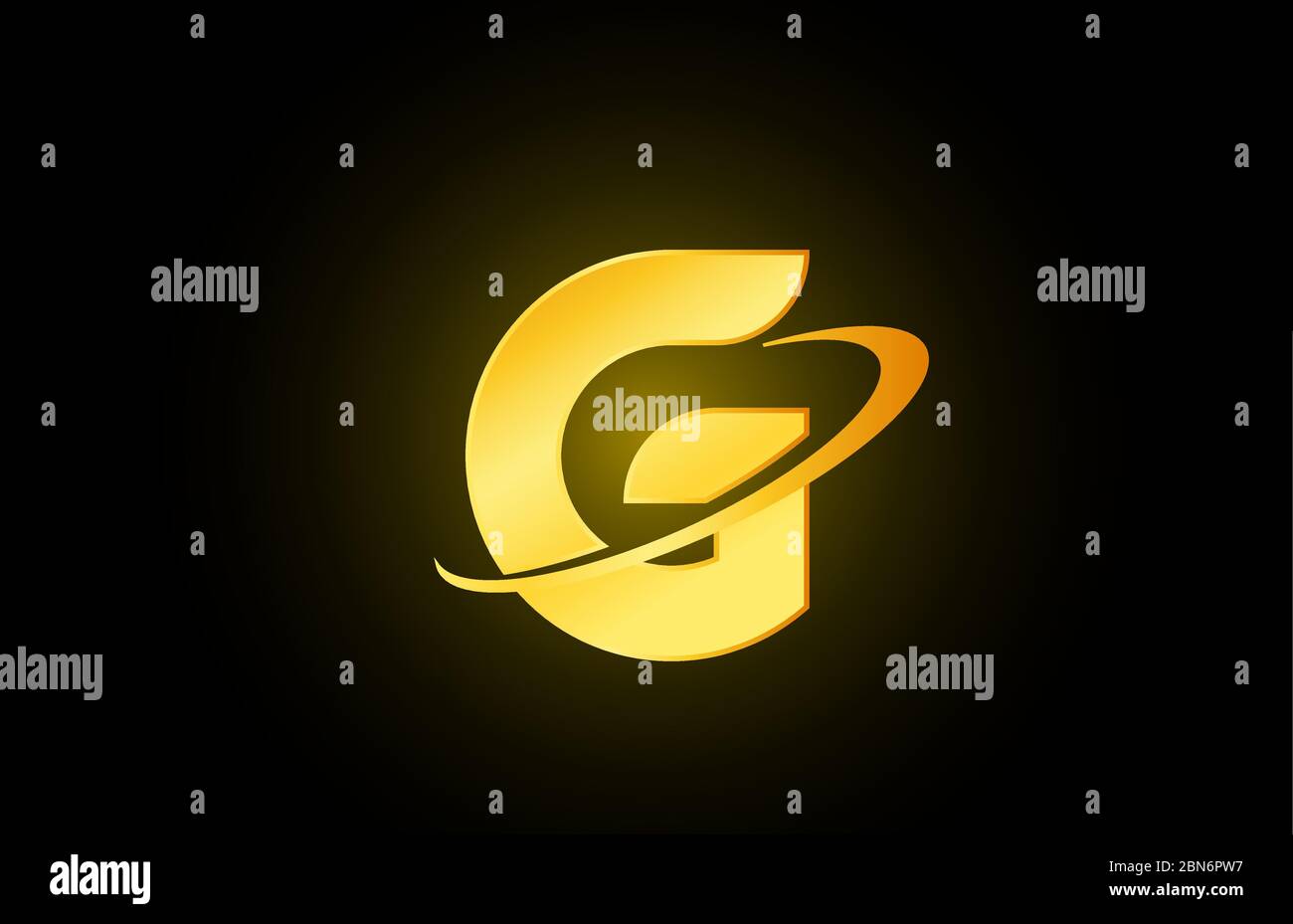G alphabet letter logo icon for company and business with gold design ...