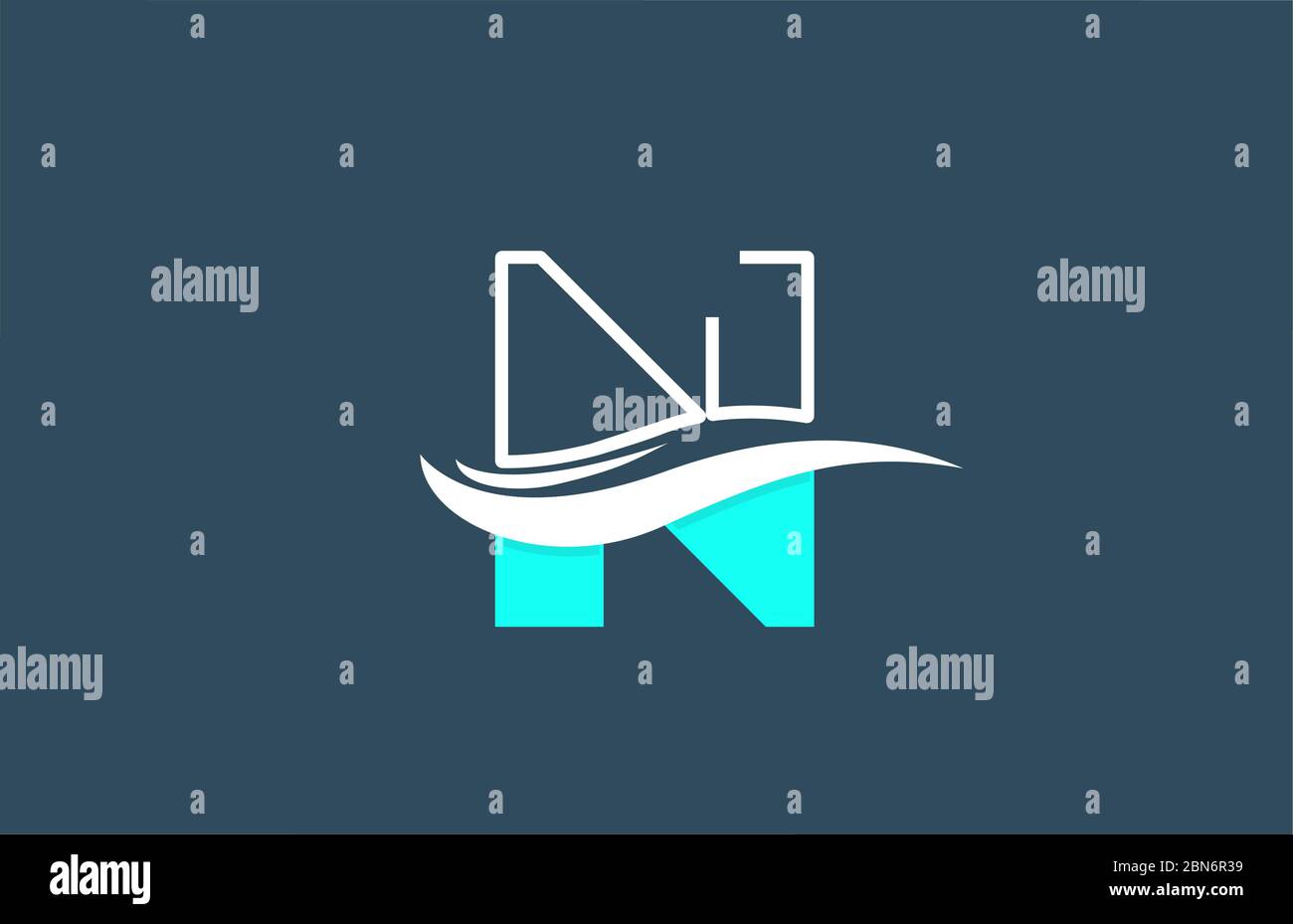 N blue white alphabet letter logo icon for business and company with ...