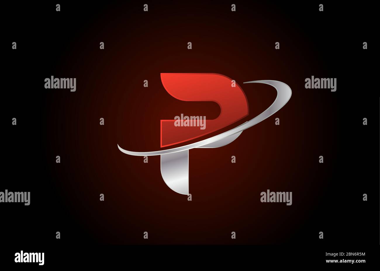 P red metal alphabet letter logo icon for business and company with ...