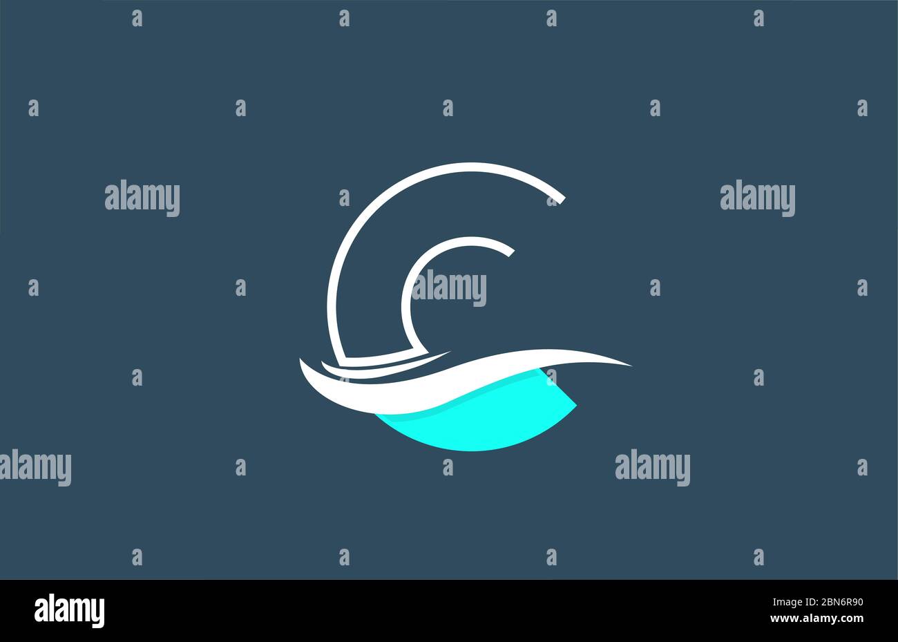 C blue white alphabet letter logo icon for business and company with ...