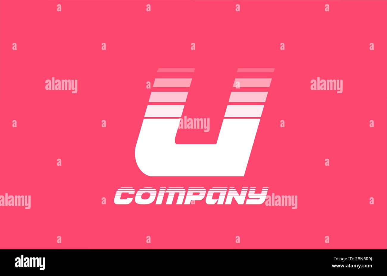 U pink white alphabet letter logo icon for company and business with ...