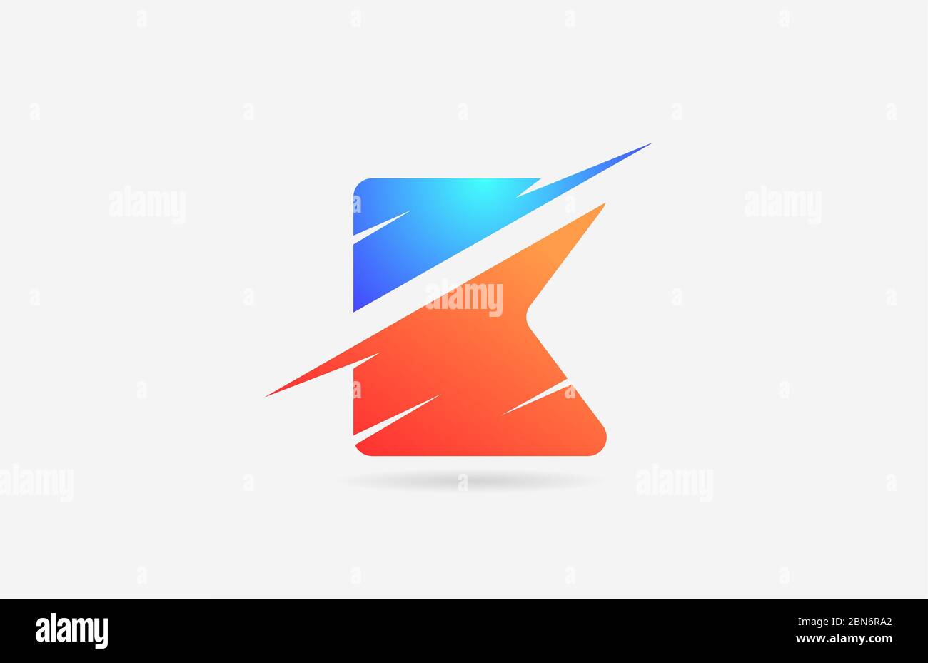 K blue orange alphabet letter logo icon for company and business with ...