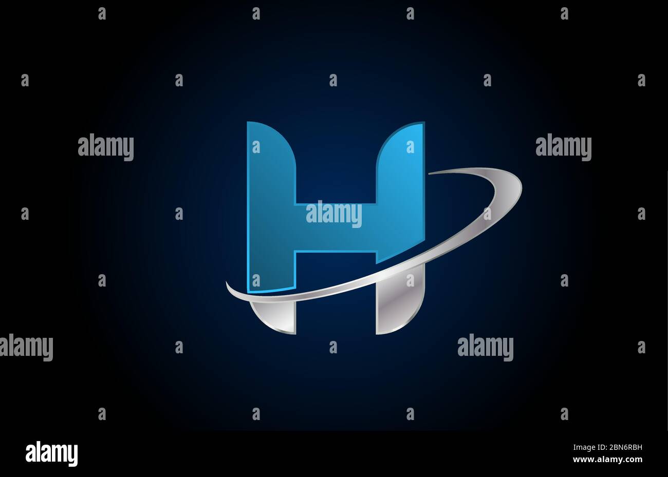 H metallic alphabet letter logo icon for business and company with grey