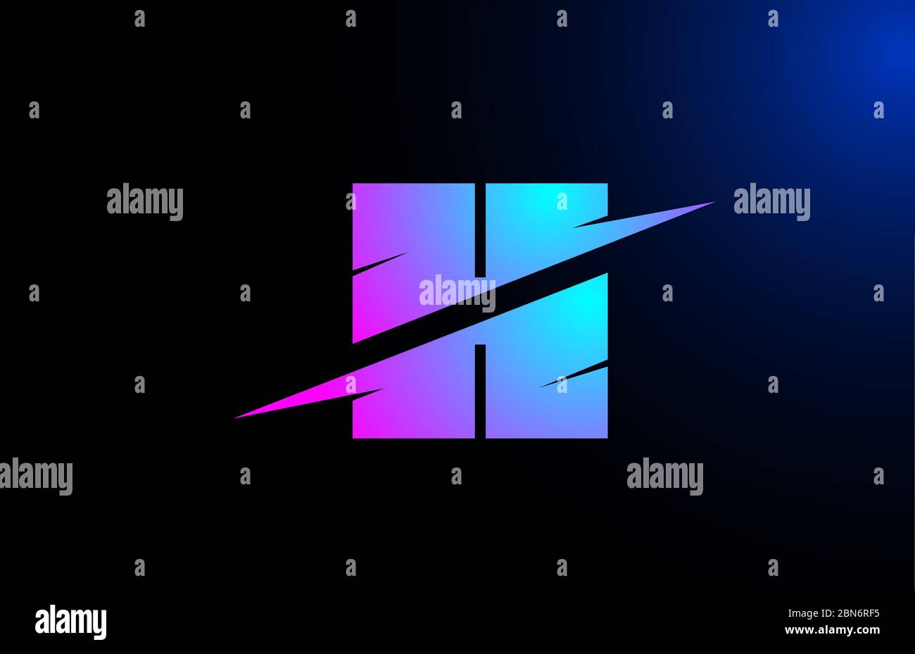 H pink blue alphabet letter logo icon for business and company with ...