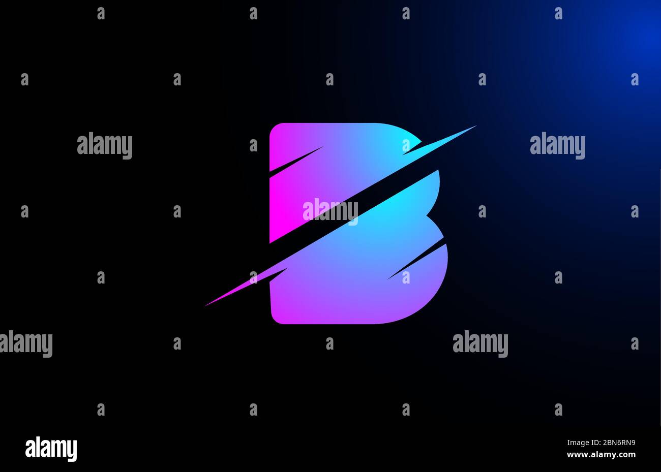 B pink blue alphabet letter logo icon for business and company with ...