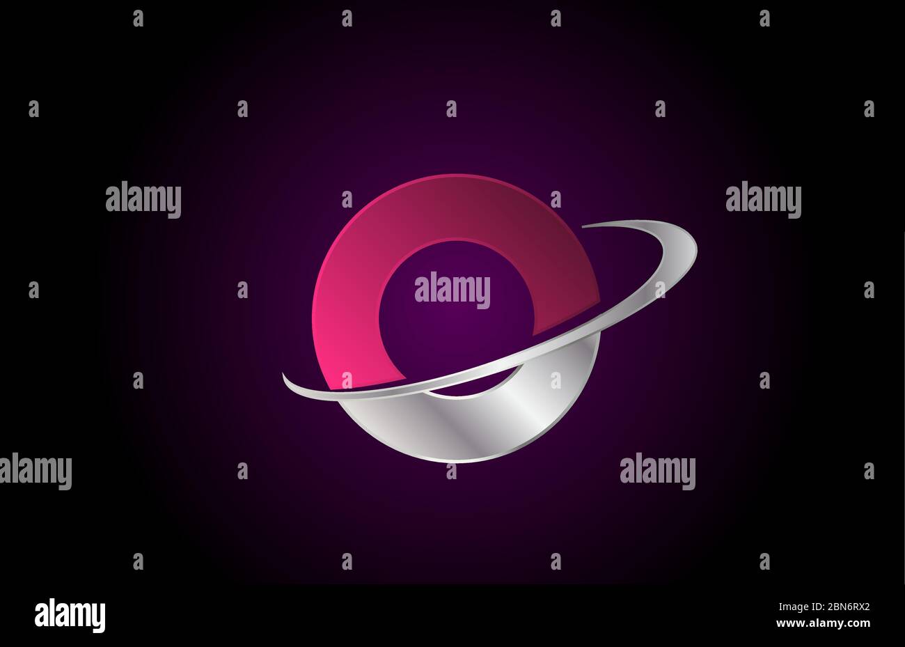 O pink alphabet letter logo icon for company and business with metallic ...
