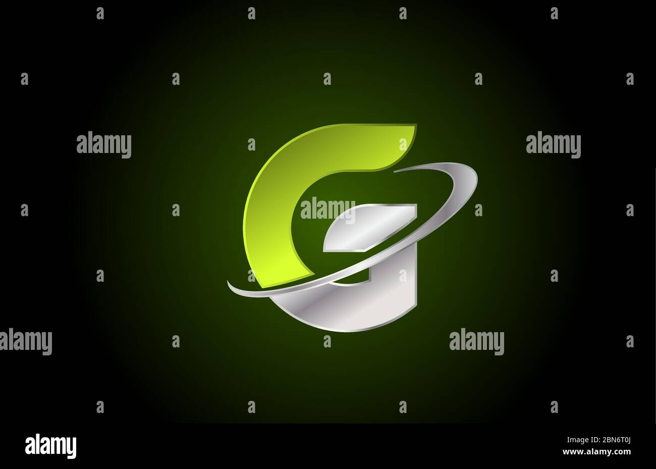 G green metallic alphabet letter logo icon for business and company ...