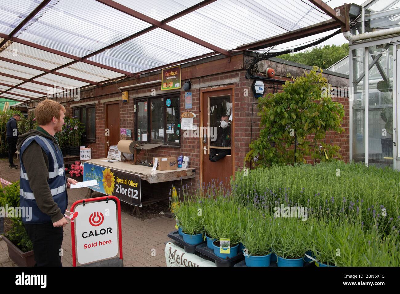 SIDCUP, KENT, UK. 13th May, 2020. Business is slower than expected following the Government update to slowly release lockdown at Ruxley Nursery on Maidstone Road, Sidcup, Kent. Photo by Alan Stanford. Credit: PRiME Media Images/Alamy Live News Stock Photo