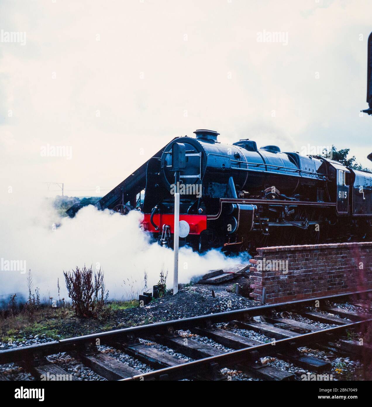 The Scots Guardsman Steam Locomotive 6115 fueling up, England, UK. Stock Photo