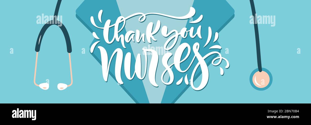 Thank you nurses lettering vector text with phonendoscope. Illustration ...