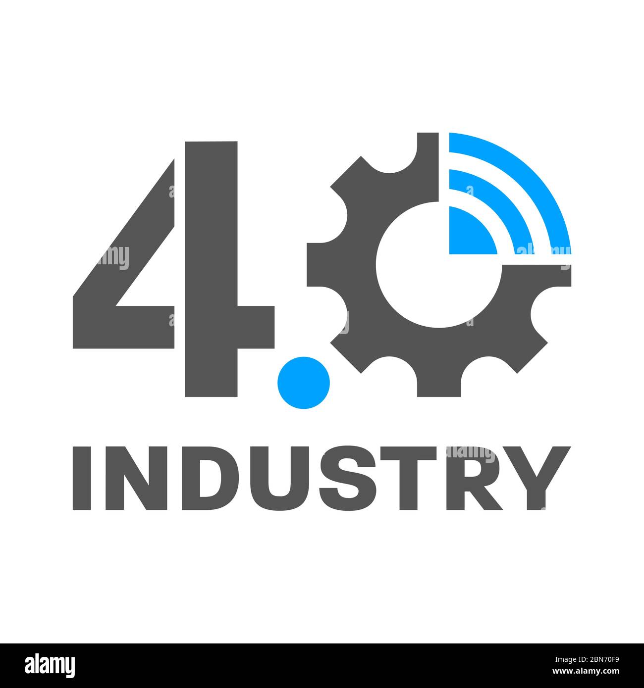 Industry 4.0 smart factory concept logo, gear and wireless - symbolize the industry 4.0. EPS 10 Stock Vector