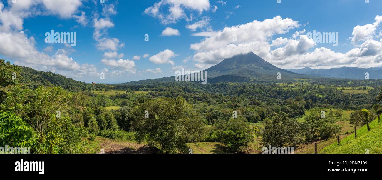 Arenal Volcano Scenery Panorama Stock Photo