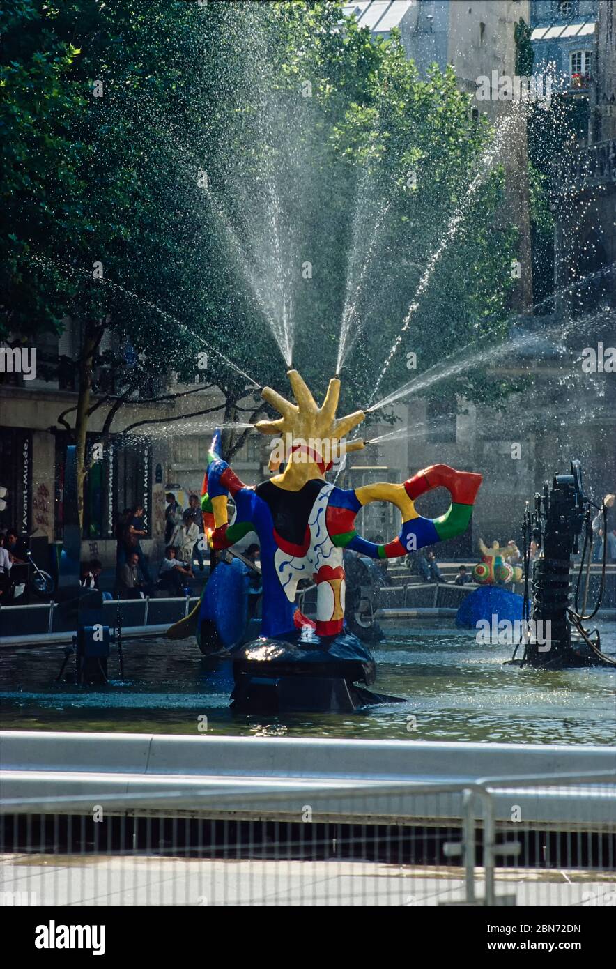 Stravinsky fountain, with sculptures of Niki De Saint Phalle, Paris, France. Stock Photo
