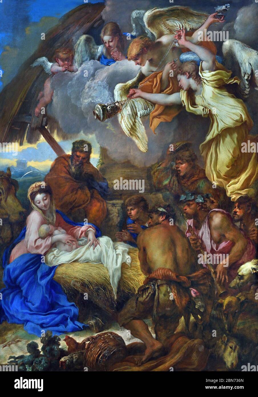The Adoration of the Shepards 1653 GIOVANNI BENEDETTO CASTIGLIONE (1616 - 1670)  Italy Italian Stock Photo